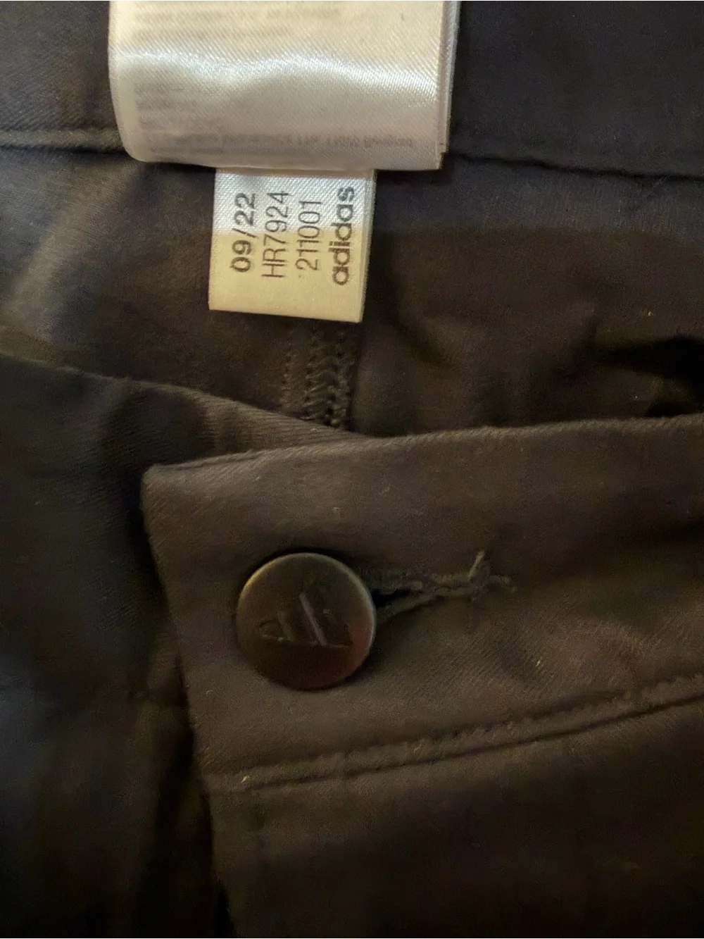 adidas Men’s Black Casual Golf Pants 34 x 32 Flat Front Button Logo Preppy